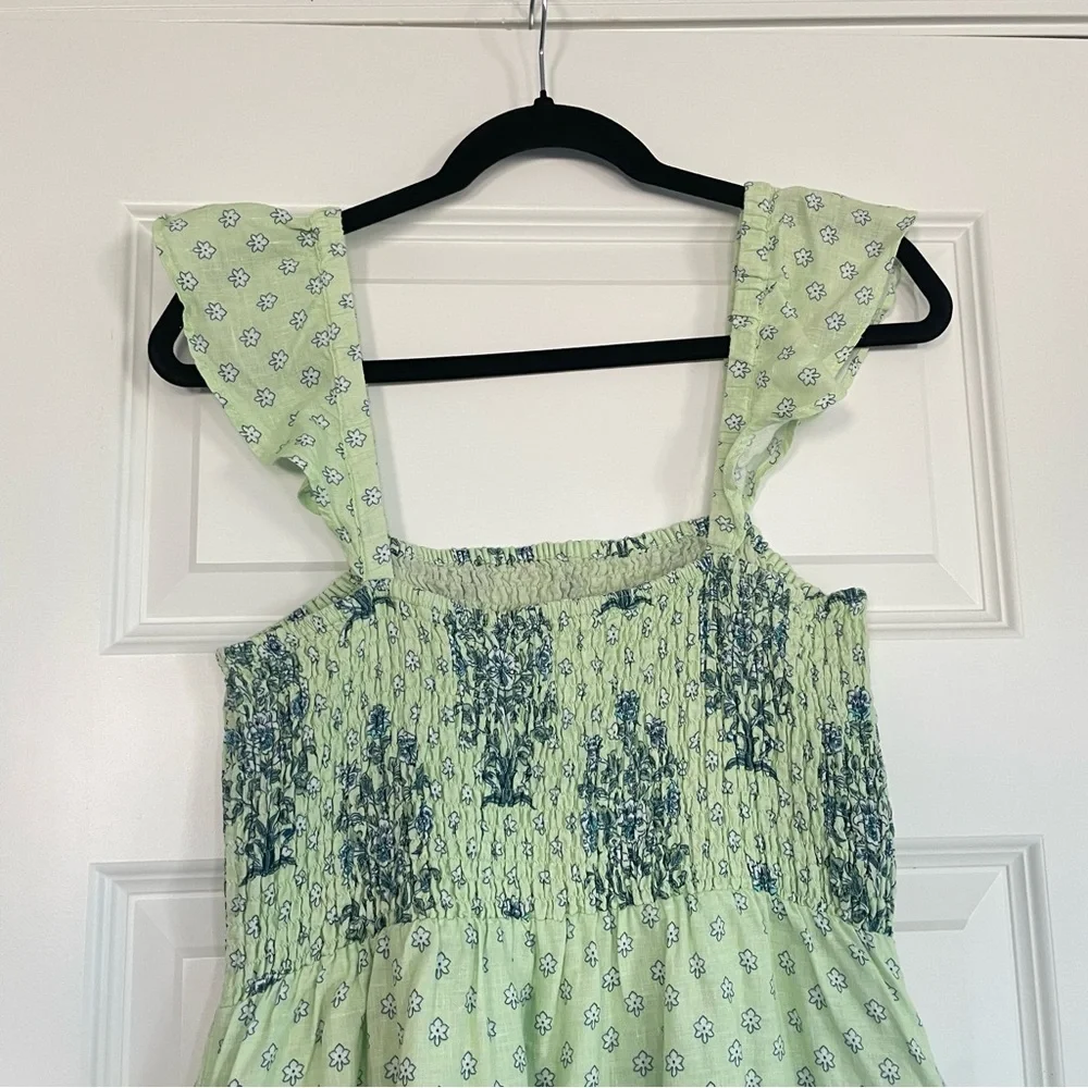 Roller Rabbit Cotton Midi Floral Smocked Waist Tank Dress - Picture 9 of 10